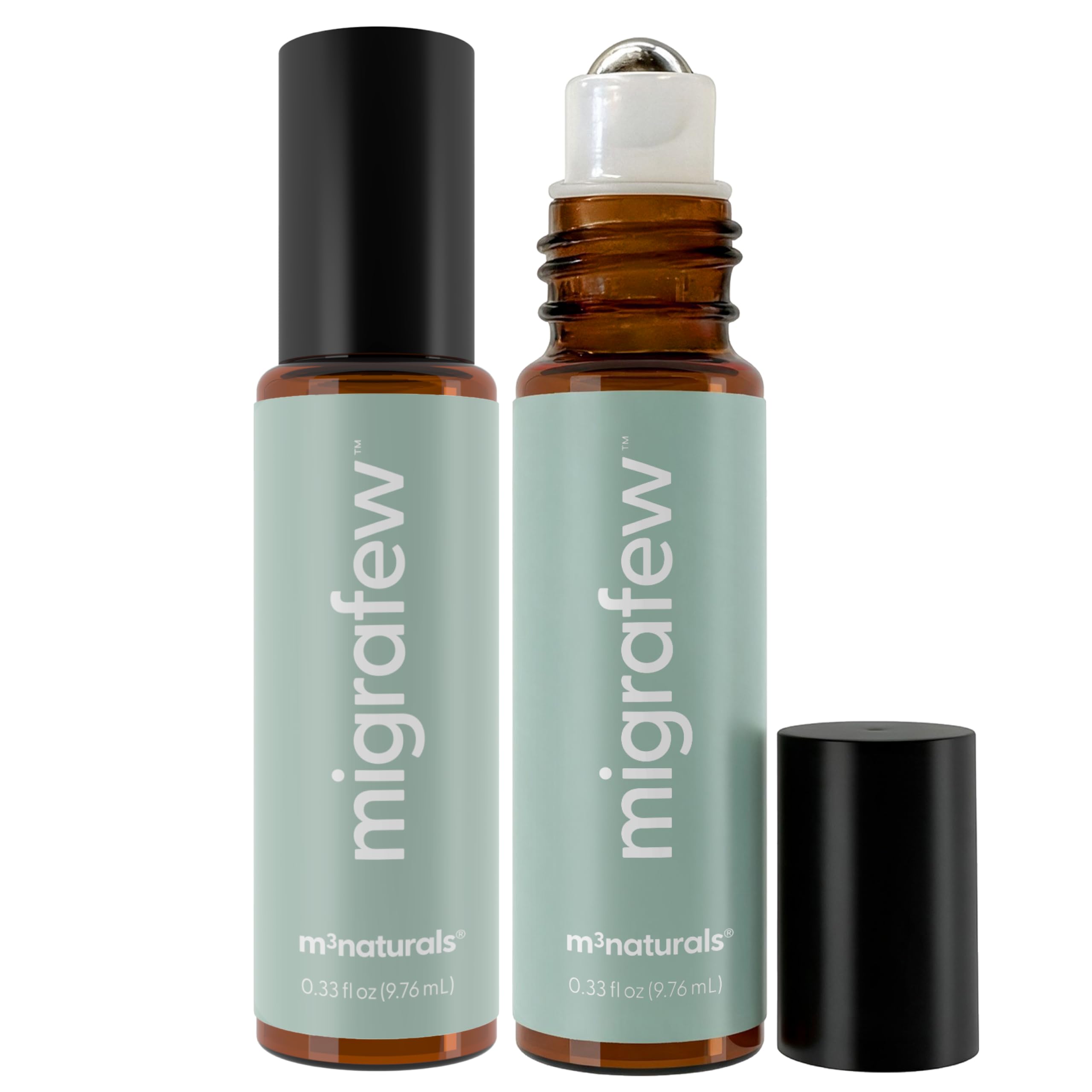 MigraFew Aromatherapy Migraine Roll On with Cooling Roller, Pack of 2 by M3