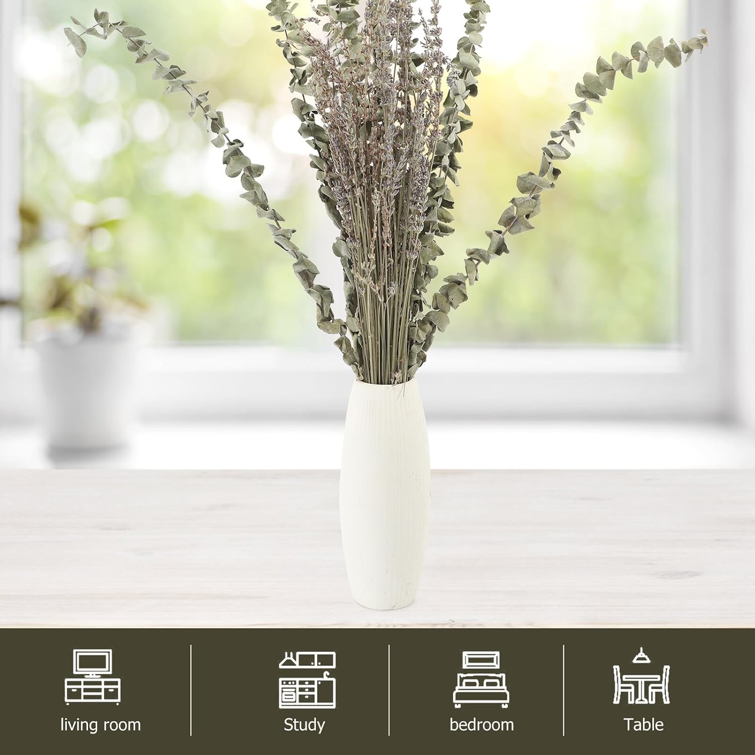 DOITOOL Dried Lavender Stems and Eucalyptus Leaf Bouquet Preserved Flower Arrangement 12 Eucalyptus Branches 40g Lavender for Home Vase Decor and Floral Ornament