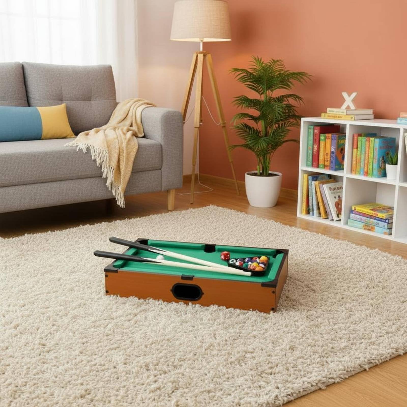 rockible Biliardo da Tavolo Bambini Gioco Educativo Snooker Mini Tavolo Pool Compatto con Superficie in Velluto Telaio Robusto Accessori Completi in Legno Flanella Adatto a Interni