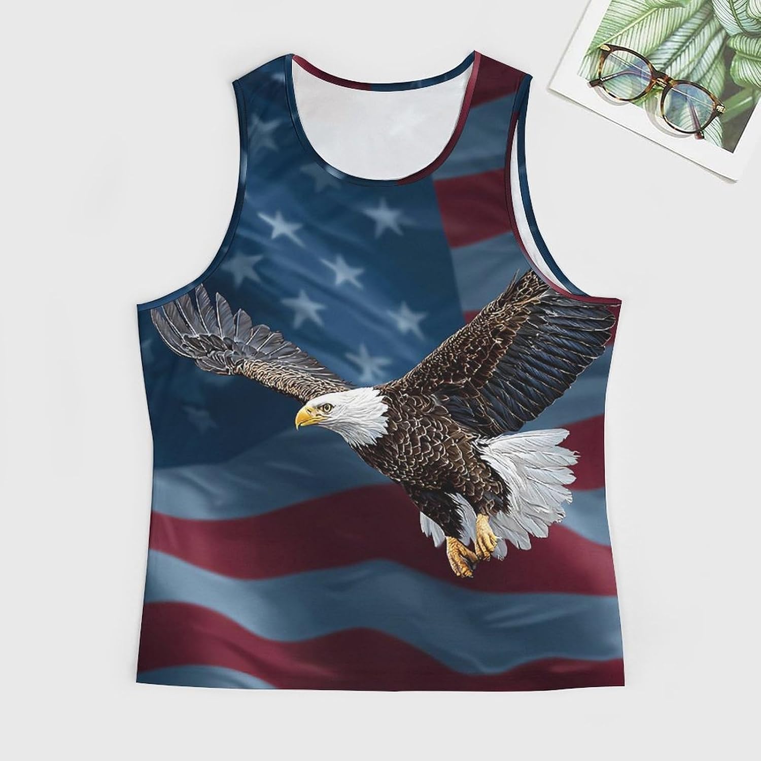 Ea-gles USA Flag Men Tank Top Workout Shirt Muscle T Shirt 5XL