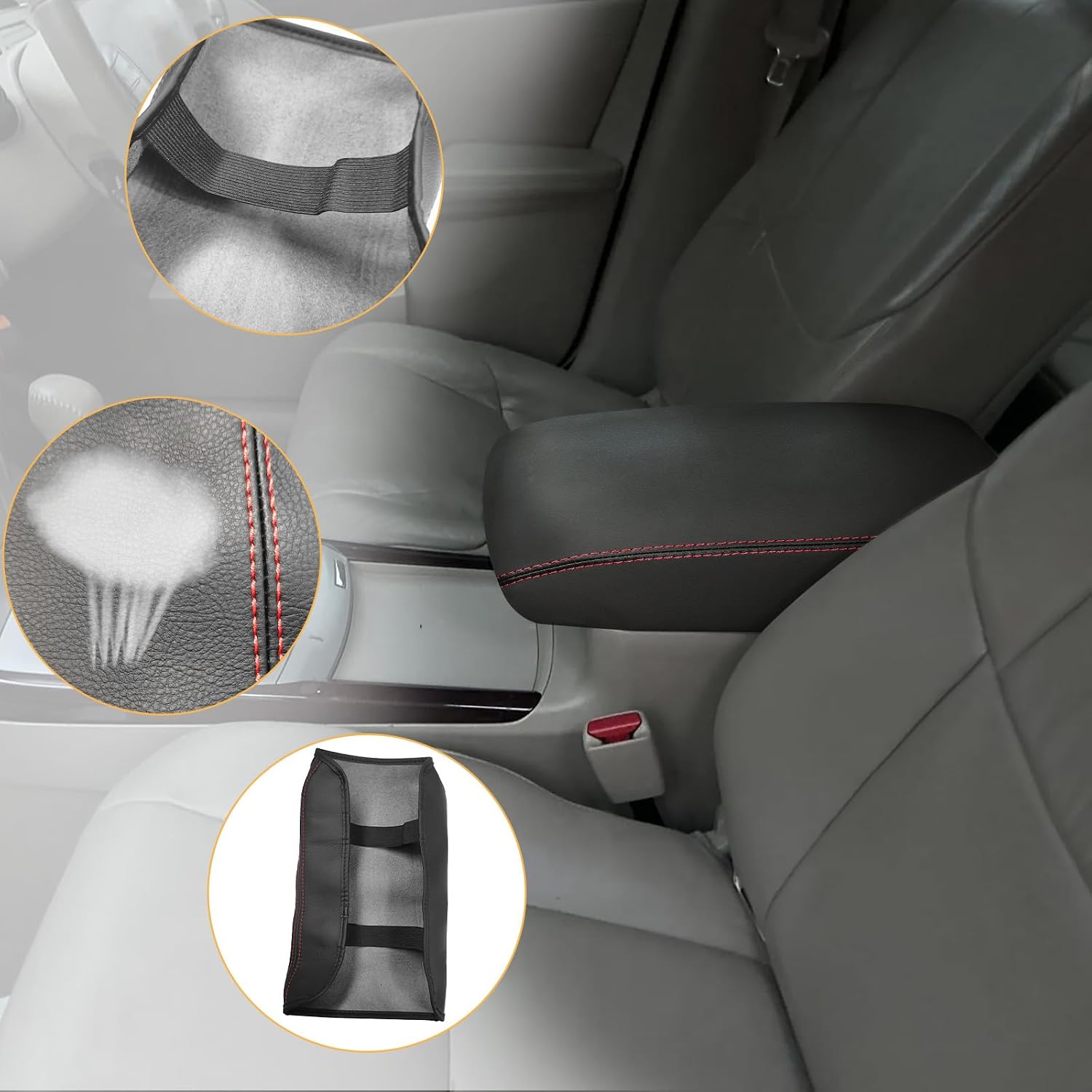 Compatible with Center Console Armrest Cover for Toyota Avalon 2005 2006 2007 2008 2009 2010 2011 2012 Leather Arm Rest Storage Box Lids Cushion Protector Pad