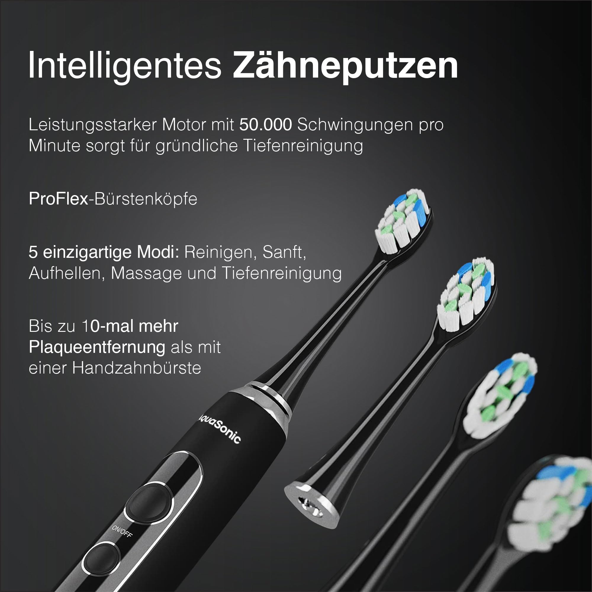 AquaSonic - Home Dental Center PRO | Bürsten & Zahnseide - Elektrische Zahnbürste - Power-Zahnbürste & Munddusche - Weißere Zähne & Gesünderes Zahnfleisch - Black Series Pro + Oral Irrigator