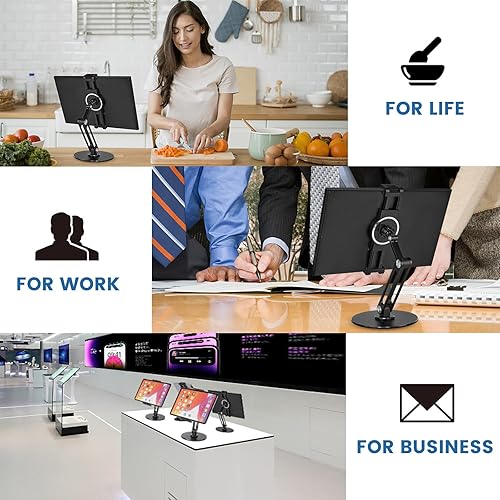 Miniatura 4 de Purboah Soporte para tablet para iPad, soporte portátil para monitor de 15.6 pulgadas, 17.3 pulgadas, soporte giratorio para quiosco minorista con