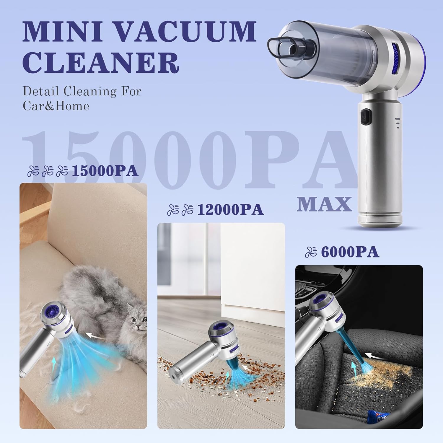 realmoon Advanced Dust-Free Cordless Handheld Vacuum Cleaner, Rechargeable 18000pa High-Power 4-in-1 Compression 100w High-Power, Multi Nozzle, Car, Household, Pet, Office Vacuum Cleaner