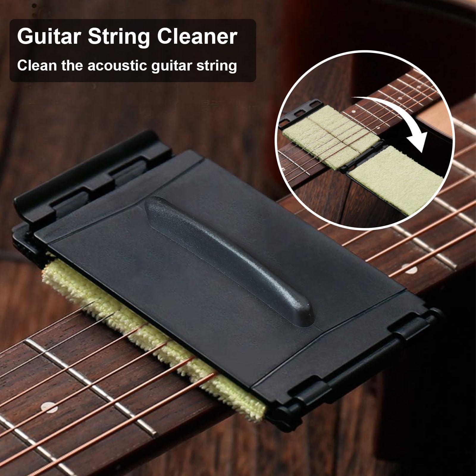Kit de Nettoyage pour Guitare, avec Nettoyant pour Guitare, Huile pour Manche, Cire à Polir, Nettoyant pour Cordes, Cutter 3-en-1 et Chiffon en Microfibre