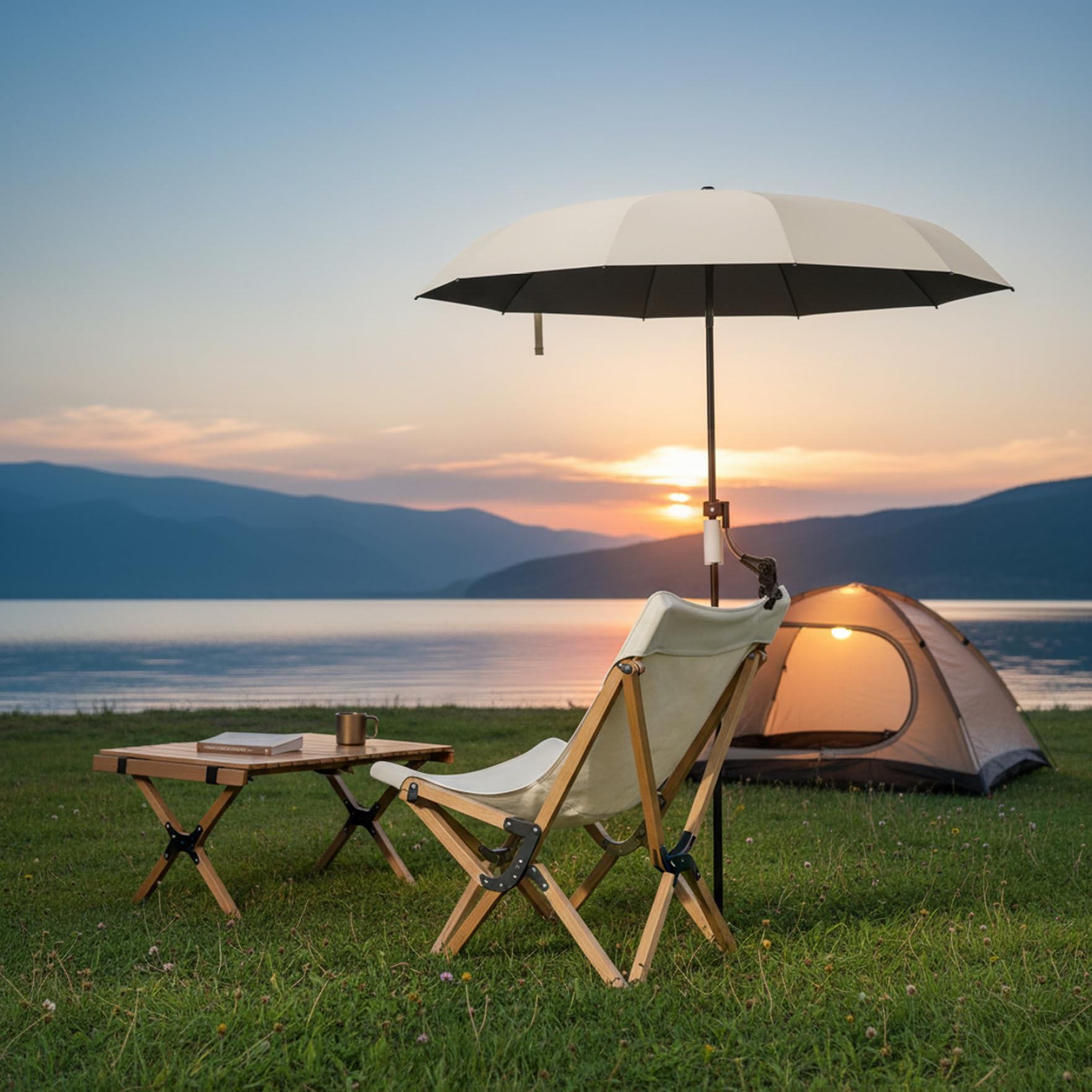 Parasol de Chaise avec Pince, Portable à Clipser pour Chaise, Pare-Soleil réglable à 360° avec Pince pour chaises de Plage, Camping et d'extérieur, 45, 28 Pouces diamètre