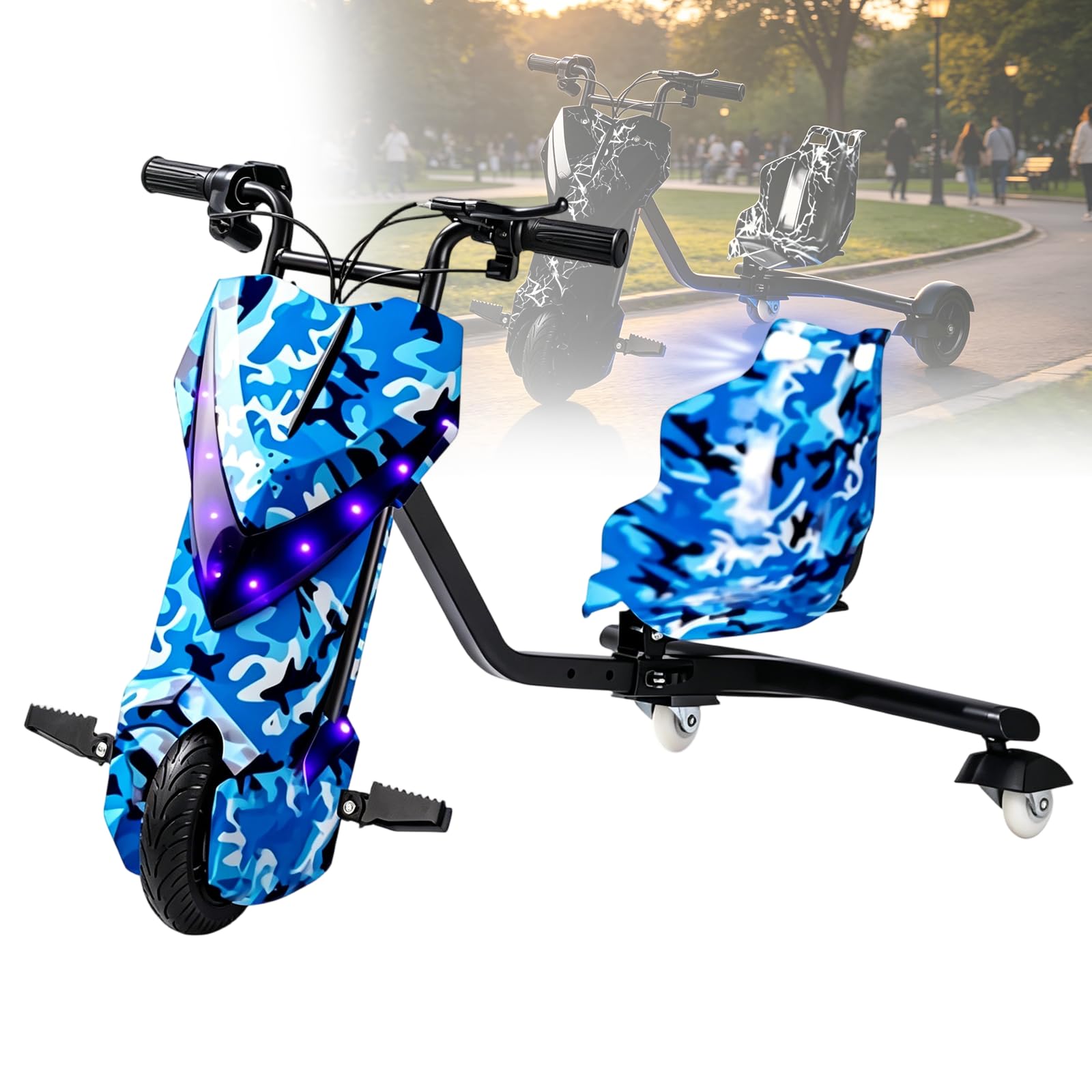 Gavscient Electric Drifting Scooter for Kids - 3-Wheel 360Β° Drift Action | 20 KM/H Max Speed | Bluetooth Speaker & Triple LED Lights 6-inch-I