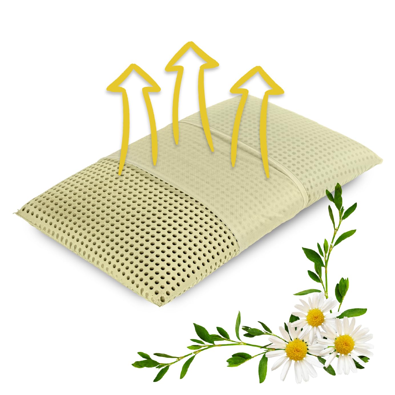 IlGruppone Guanciale In Memory Foam Microforato Profumato Aromaterapia Cuscino Letto Saponetta Prodotto Italiano Traspirante Sfoderabile Colorato Anallergico - Camomilla