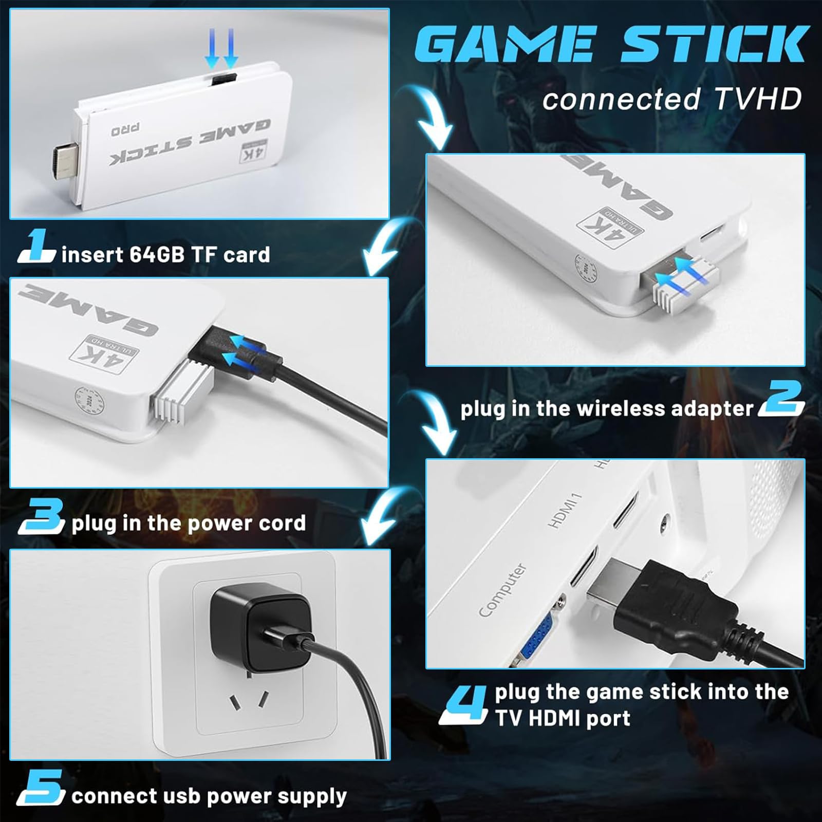M15 Retro Gaming Konsole, Retro Spielekonsole, Game Stick, 4K HD Re-TRO Gam-ing Konsole, Tragbare Video Simulator Gaming Kon-Sole, Integrierte 20.000+ Klassische Spiele