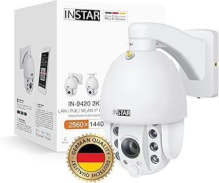 INSTAR IN-9420 2K+ Weiss - LAN/PoE/WLAN Überwachungskamera mit KI (AI) - IP Kamera - PIR - Steuerbar PTZ - Verwendung im Innen- und Außenbereich - Audio - HomeKit - MQTT