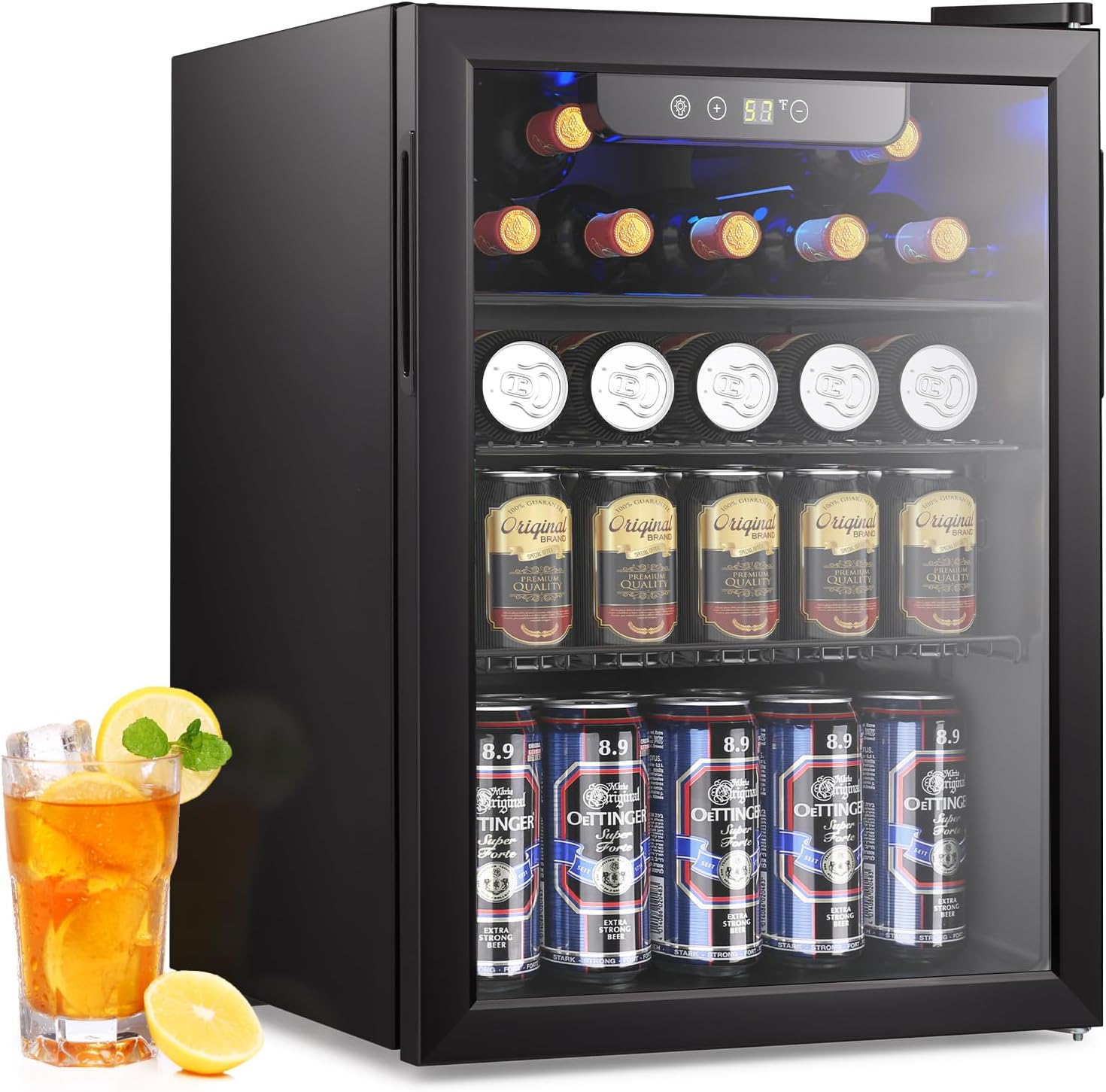 Electactic 26 Bottle Wine Cooler, 95 Cans Beverage Refrigerator, 2.6 cu.ft Drink Fridge Digital Temperature Control for Beer, Soda,Water, Drink Cooler for Home Office Bar
