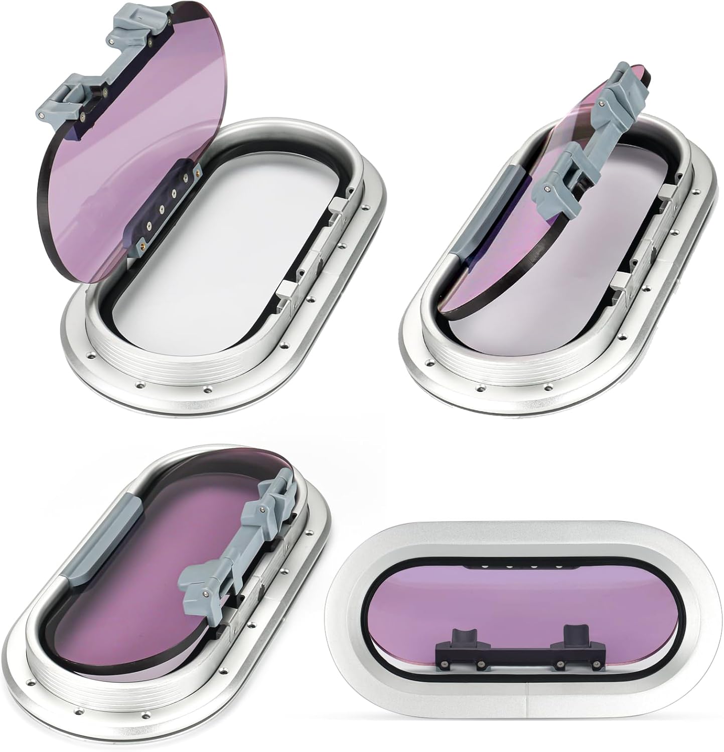 Anodized Aluminum Boat Porthole Window Marine Boat Hatch Lids 14 inch *6 inch Camper Truck RV