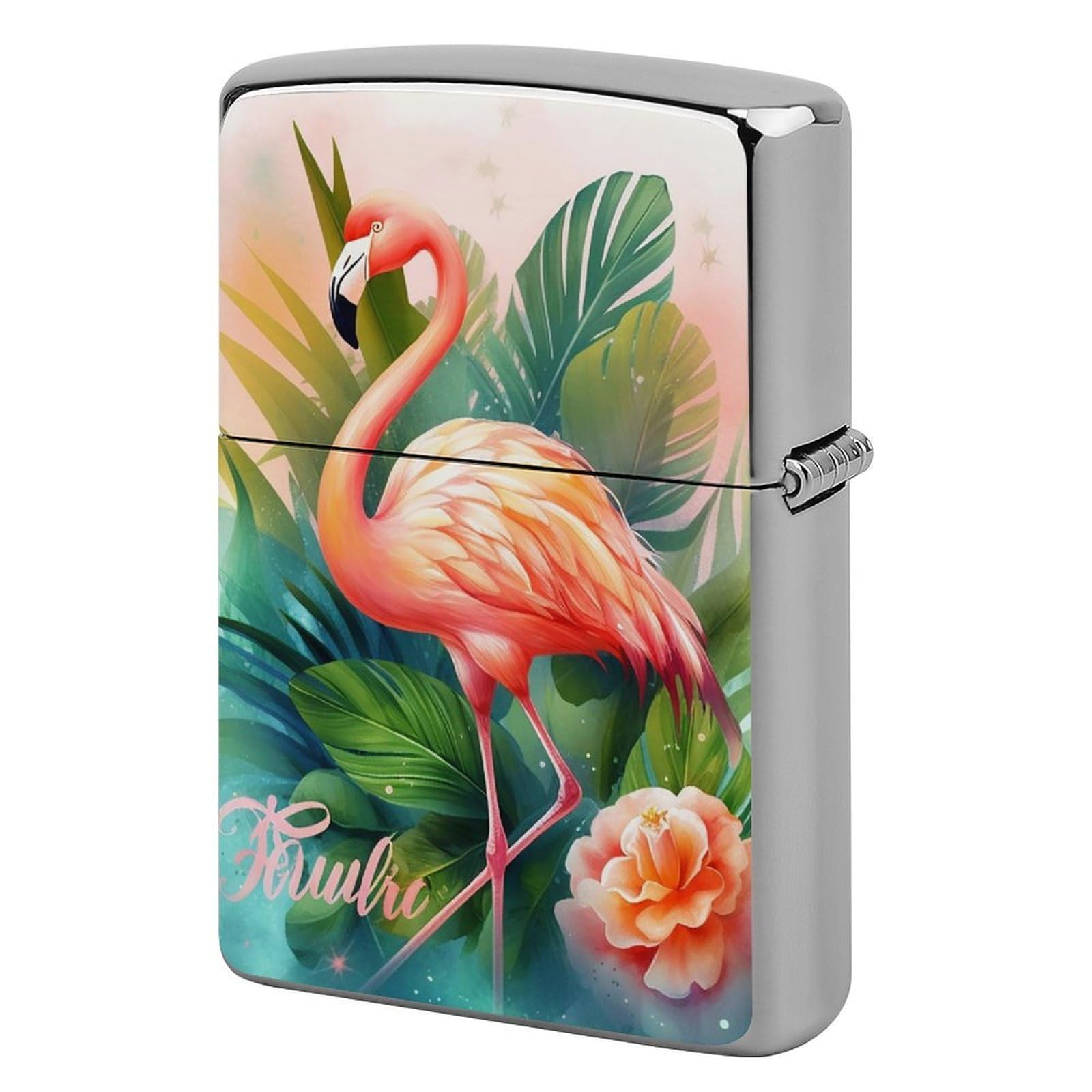 Tropical Flamingo Lighter Case Vintage Metal Lighter Cover Reusable Lighter Protective Sleeve Unique Design Personalized Lighter Sleeve Holder Against Dust and Scratches