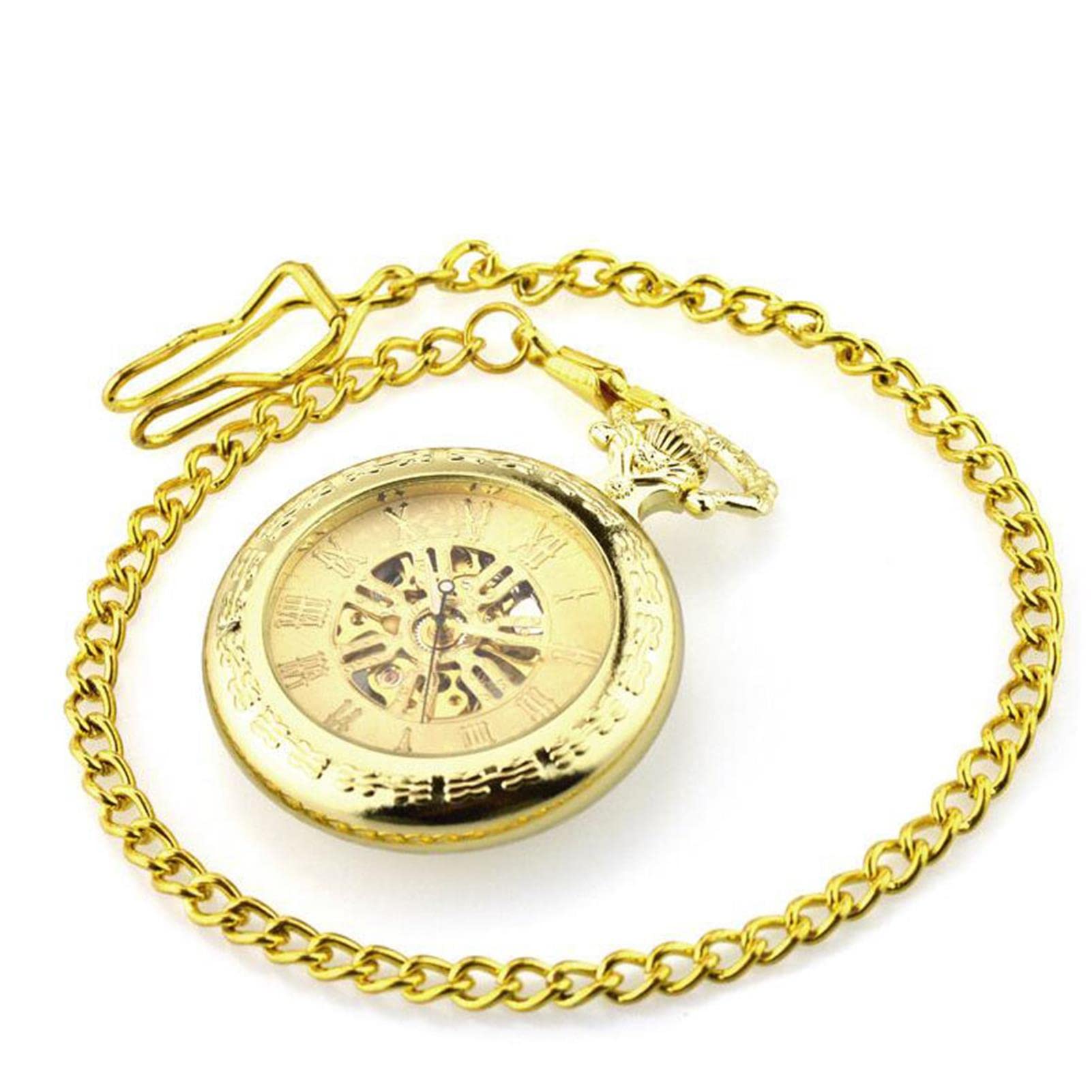 Montre de Poche, Montre mécanique Vintage Steampunk pour Homme, Pendentif Horloge avec chaîne et Coffret Cadeau pour père
