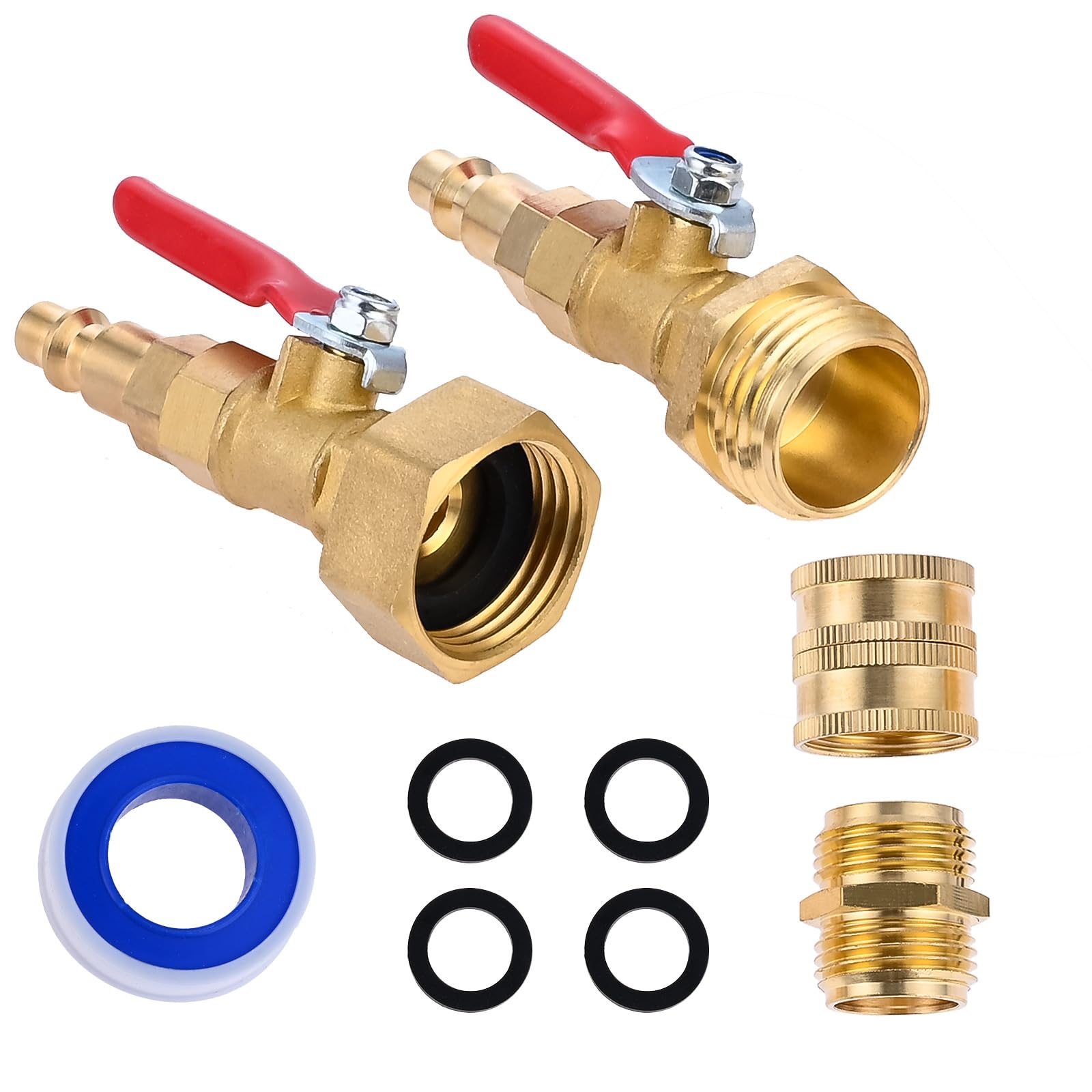 2 adaptadores rápidos para el invierno con válvula de bola, enchufe de soplado para invierno para caravana, kit de preparación de invierno para remolque, barco, cámper, compresor de aire