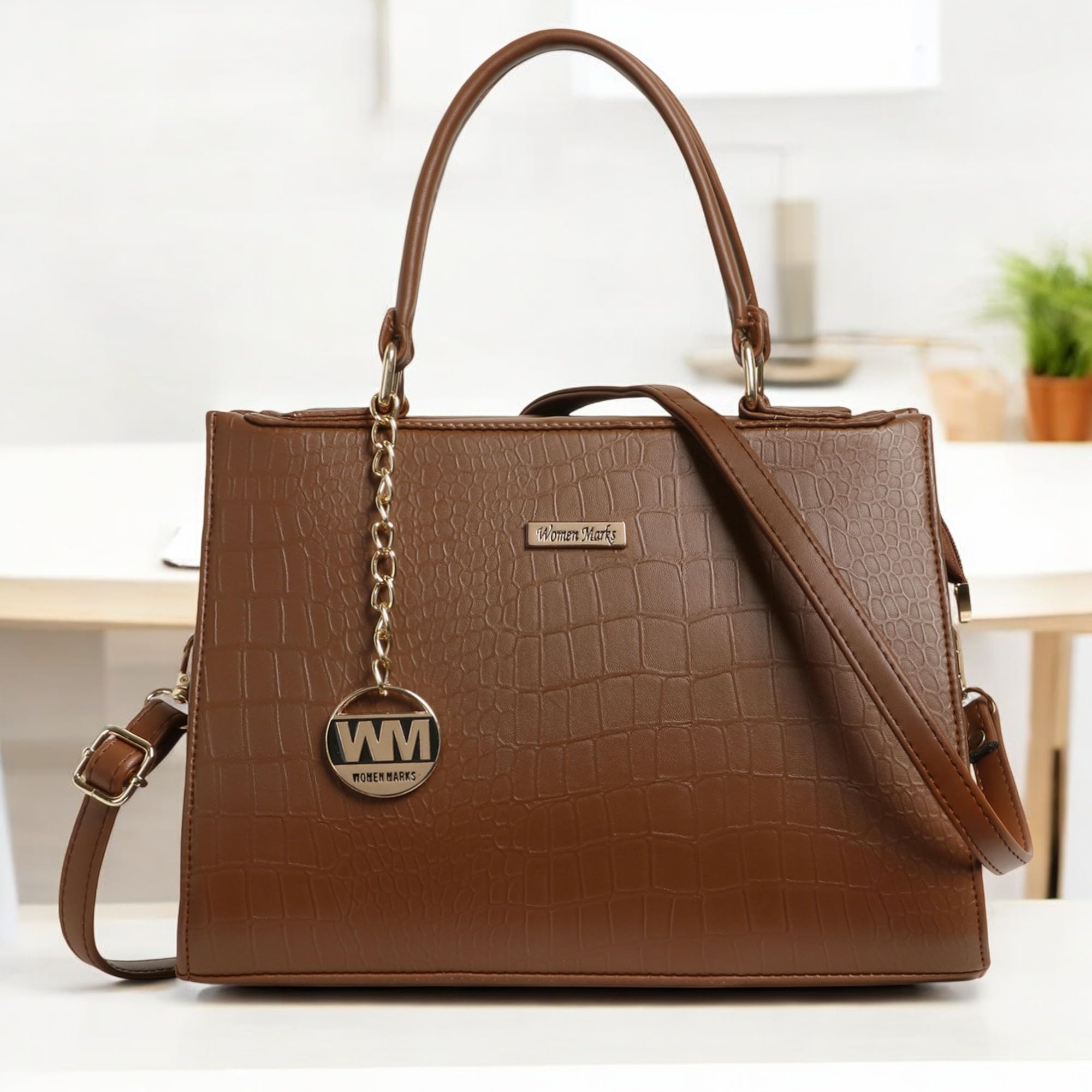WOMEN MARKS® Textured Handbag and shoulder bag for women/girls (BROWN) 2