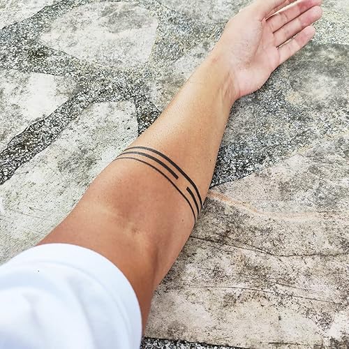 Miniatura 1 de Tatuaje de brazalete minimalista - Tatuaje temporal de brazalete