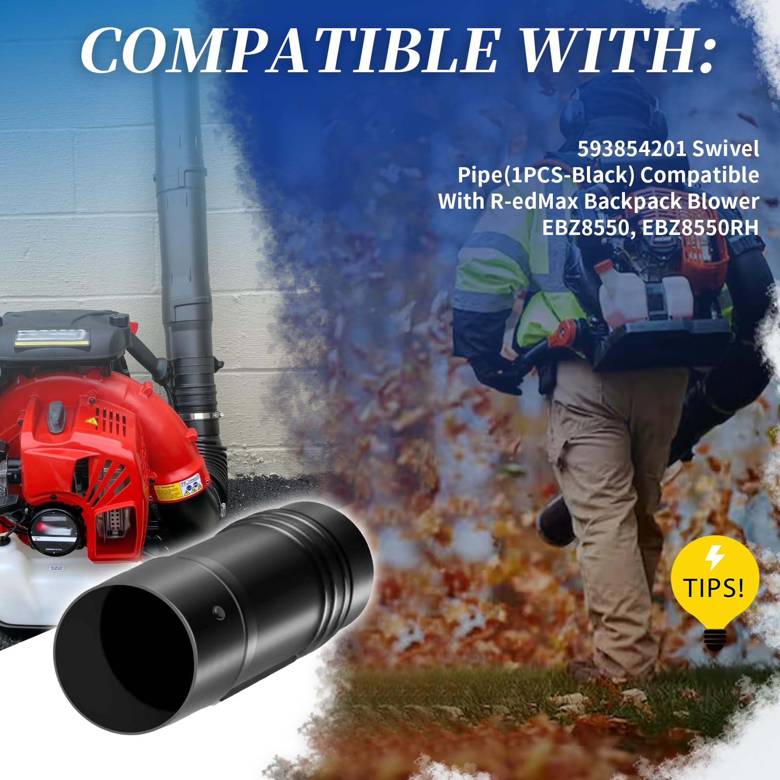 593854201 Tubo giratorio (1 unidad-negro) compatible con soplador de mochila EBZ8550, EBZ8550RH