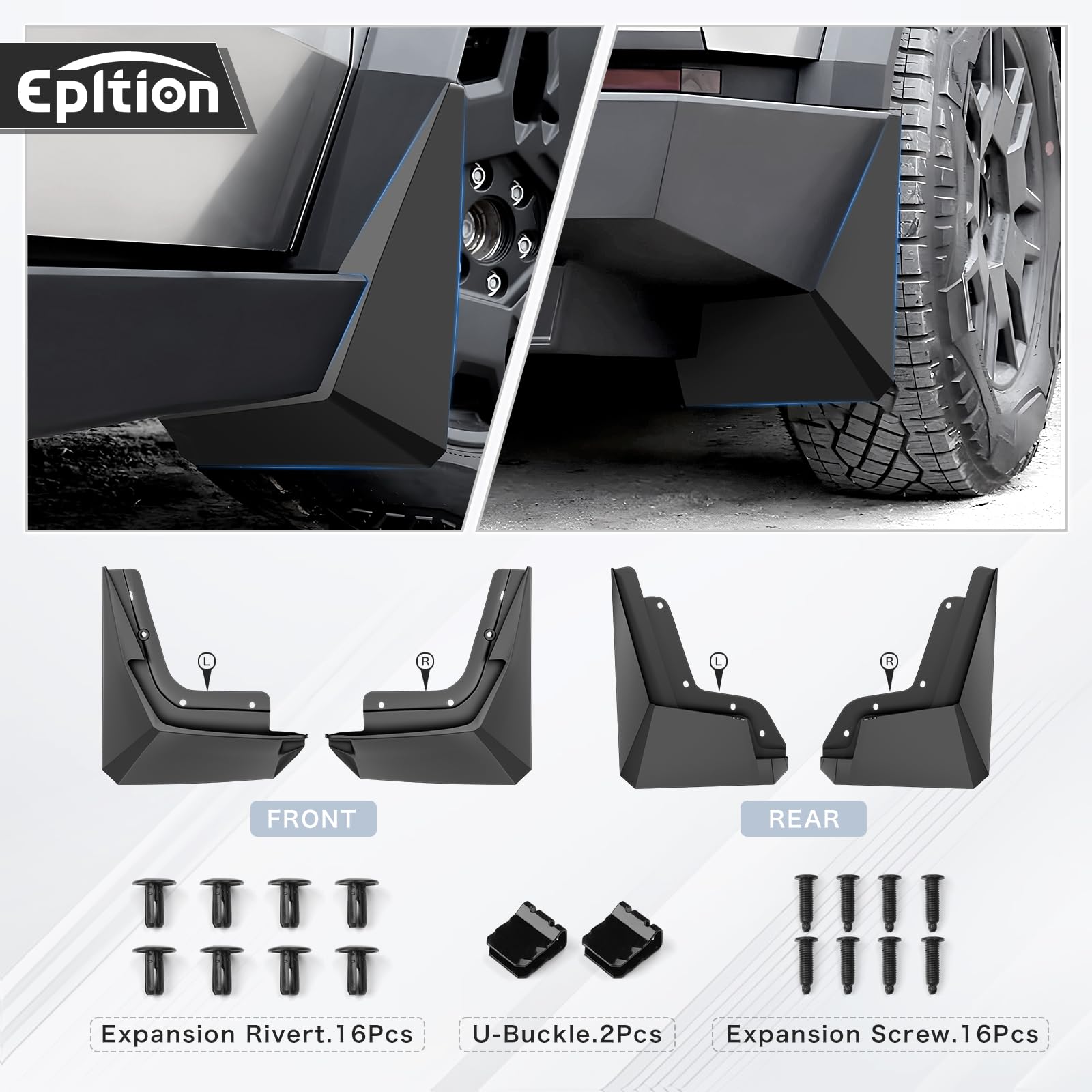 2025 Upgraded Custom Fit For Tesla Cybertruck Flexible Mud Flaps TPE Splash Guards...