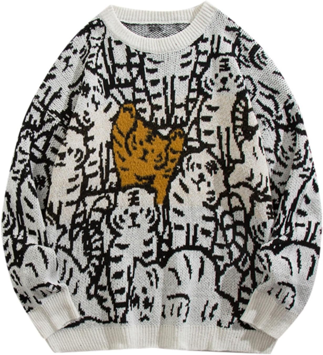 2025 - Men Women Same Winter Crew Neck Matching Colour Pattern Warm Loose Trend Pullover Knitwear Colourful Jumper for Men