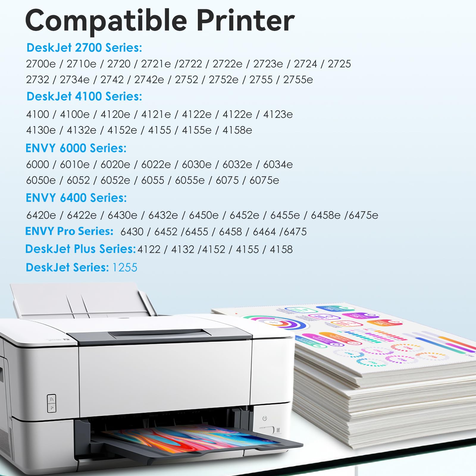 67XL High Yield Ink Cartridge For HP Deskjet 2755 4155 2752 Envy 6055 - Foto 3