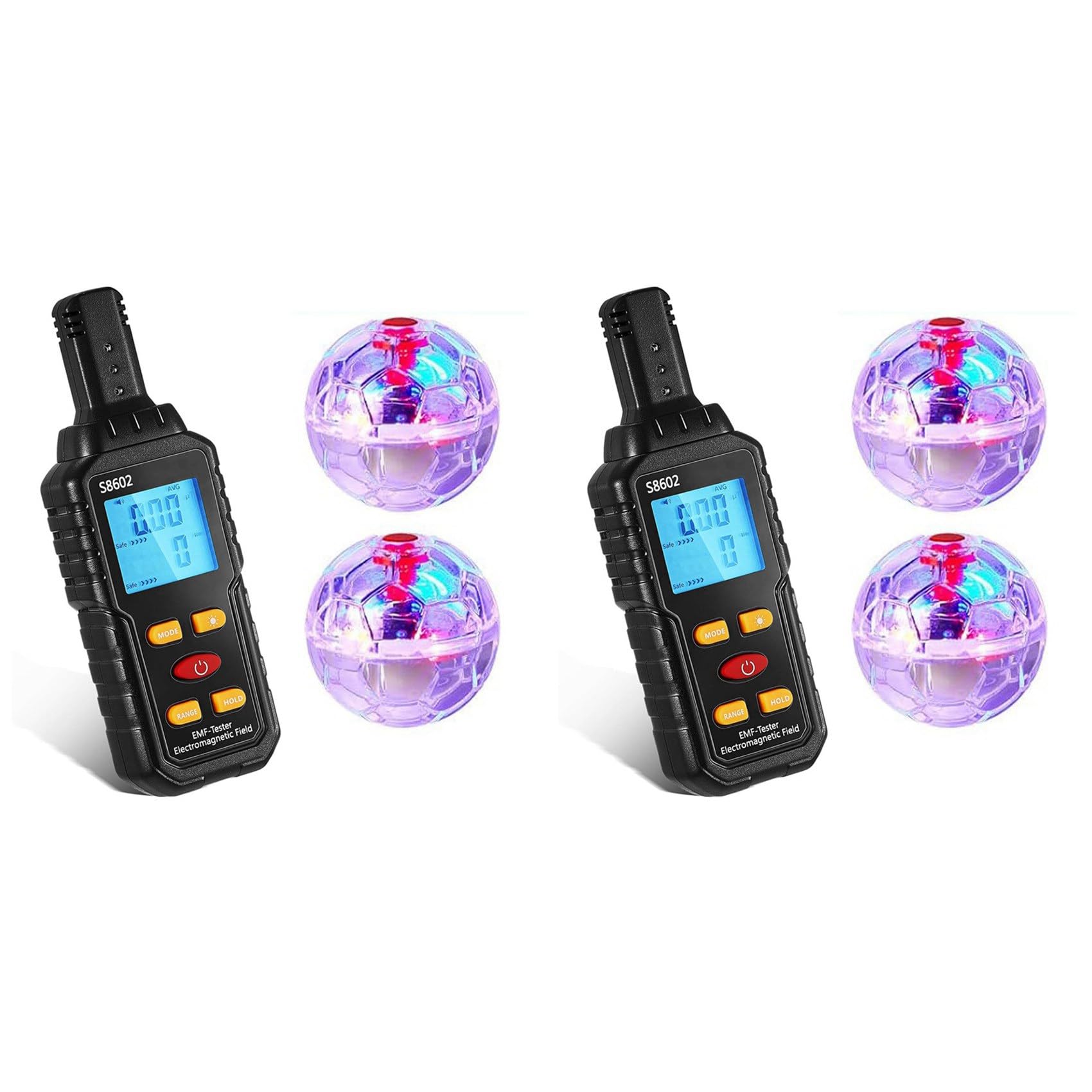 Jnchdghwa Black 2X Ghost Equipment Kit, Emf Meter With 2 Motion Light Up Catballs, Emf Meter Detector Ghost Equipment