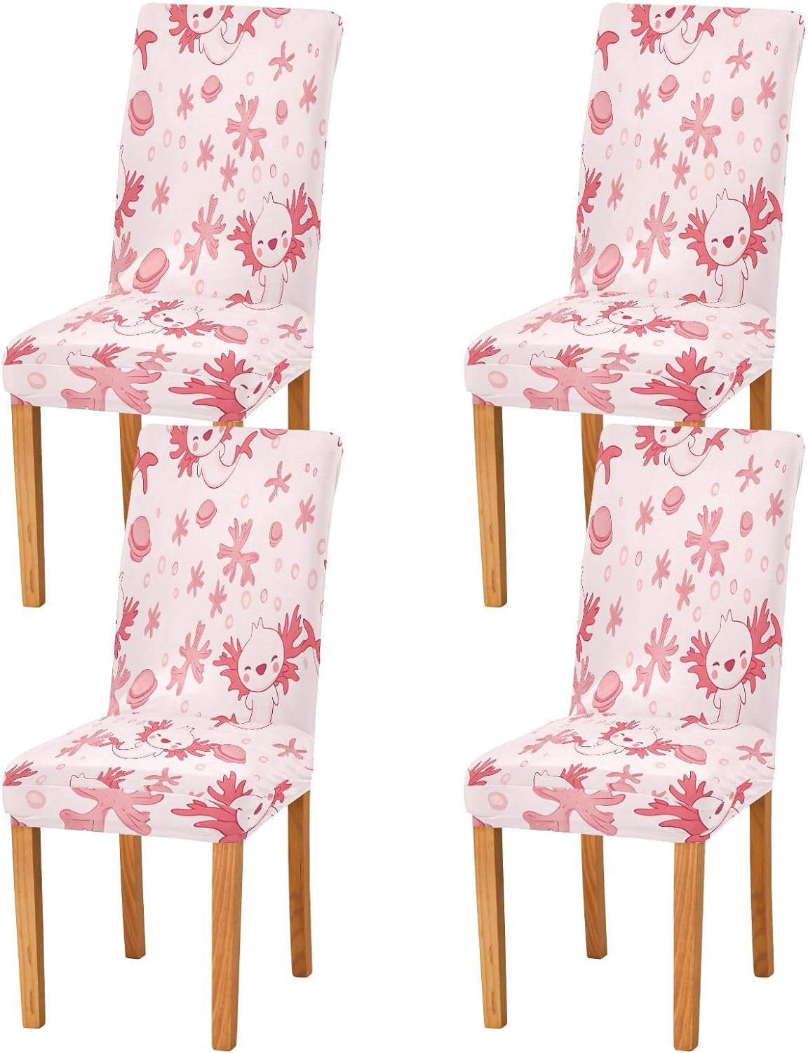ALAZA Chair Covers for Dining Room, Pink Salamander Pattern Stretch Chair Cover Sets Chair Protector Removable Washable for Ktichen Restaurant Hotel