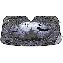 Car Windshield Sunshade, Castle Gothic Bats Reflective Sun Shade Automotive Sun Screen Visor for Summer Fits Sedan SUV