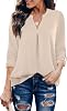 Gaharu Women's Blouses 3/4 Sleeve Work Shirt Chiffon Tunic Top Office Wear