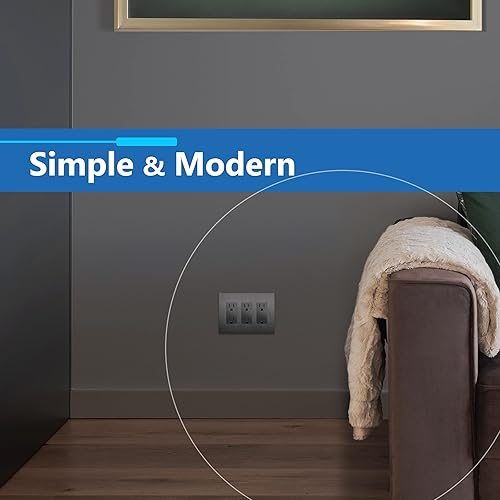 Miniatura 612 de LIDER - Cubierta decorativa de interruptor doble con acabado mate, placa de pared sin tornillos, tamaño mediano, 2 bandas, 4.88 x 4.92 pulgadas