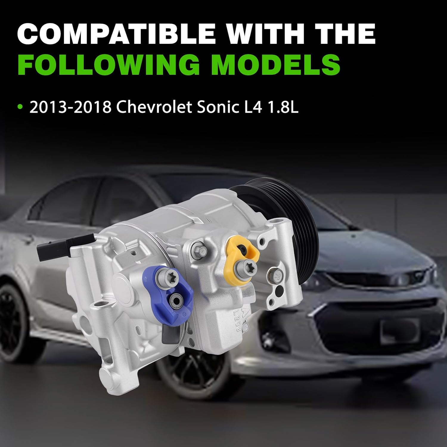 42783863 A/C Compressor with Clutch Compatible with 2013-2018 Chevrolet Sonic L4 1.8L Replace 42699130 94517799 95059819