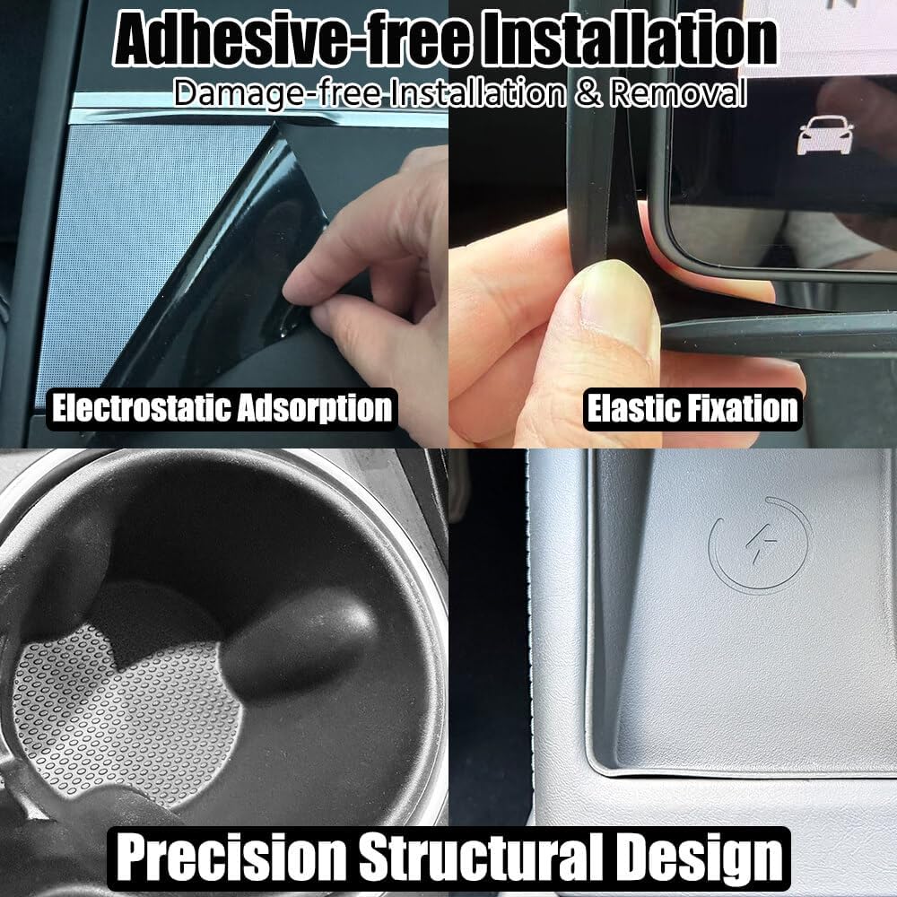 5-in-1 Silicone Interior Sets Compatible with Tesla Model 3 2024+ Highland and Model Y 2025+ Juniper, Decoration & Protection Accessories for Tesla (Black)