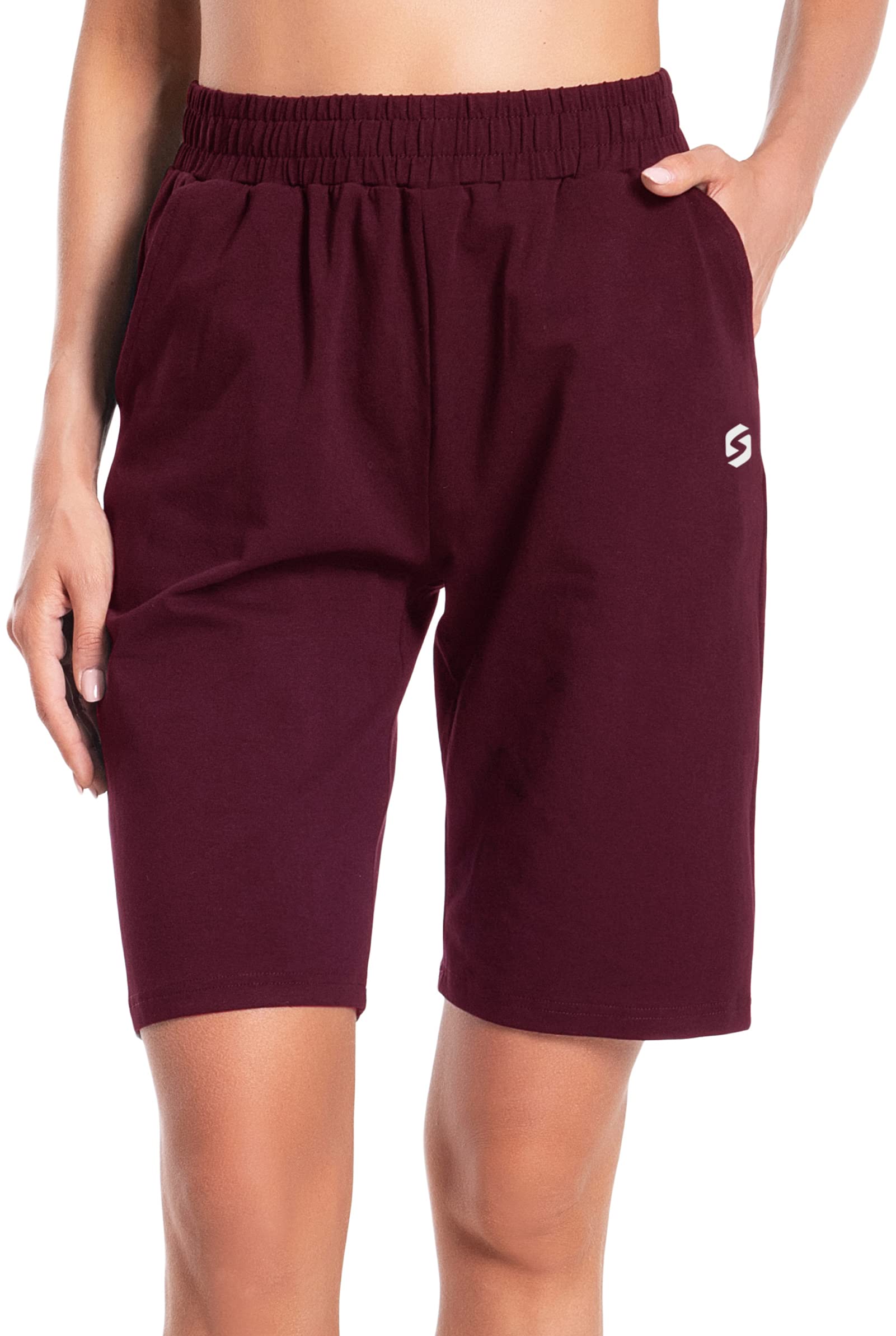 Short Feminino De Algodão - Comprimento Joelho - Bolsos Laterais - Para Treino E Casual