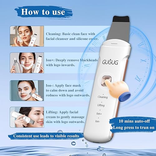 Miniatura 7 de GUGUG Exfoliante de piel 4 en 1 espátula facial impermeable para limpieza profunda, herramientas de eliminación de puntos negros, limpiador de poros
