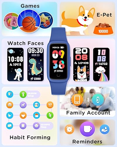 Vista 8 de BIGGERFIVE Vigor 3 - Reloj de seguimiento de actividad física para niños, pantalla AMOLED, no necesita aplicación, no necesita teléfono, resistente