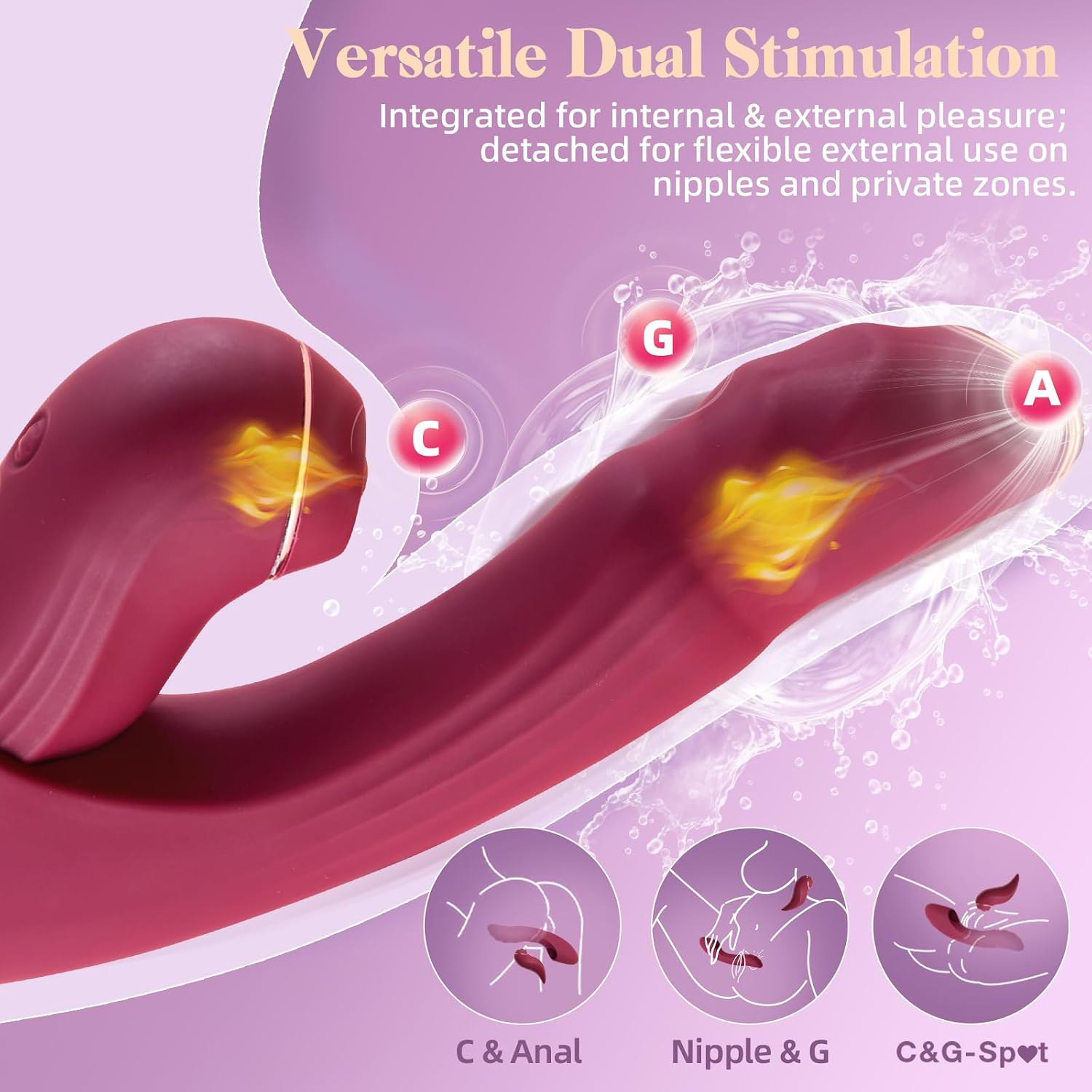 Vibrator Dildo 6in1 Removable Sex Toys Kit with Heating & APP