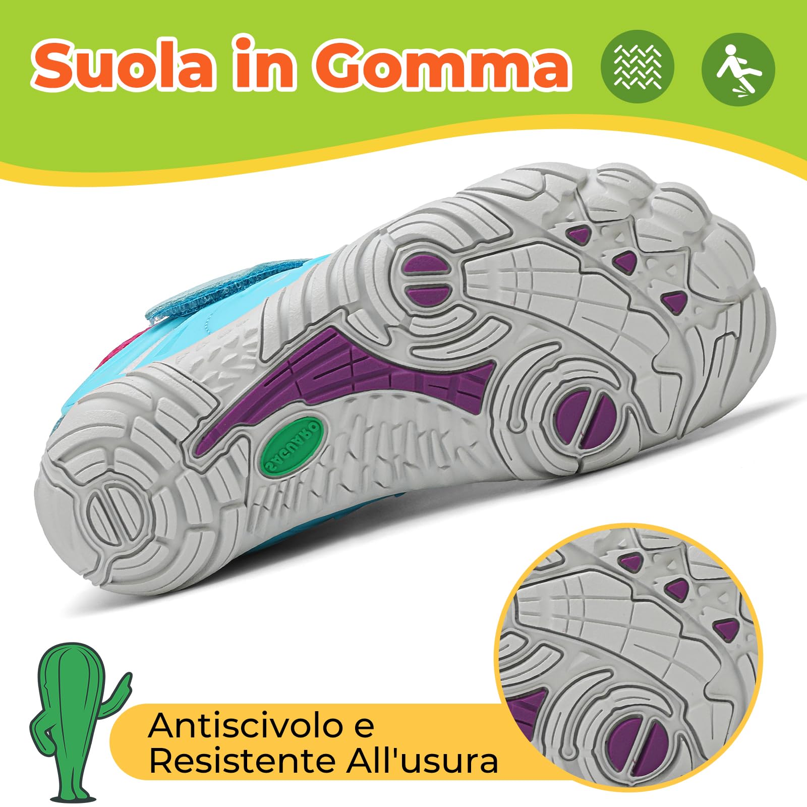 SAGUARO Barefoot Shoes Bambini Traspiranti Scarpe Barefoot Ragazzi Ragazze Scarpe Minimaliste Gr.24-36