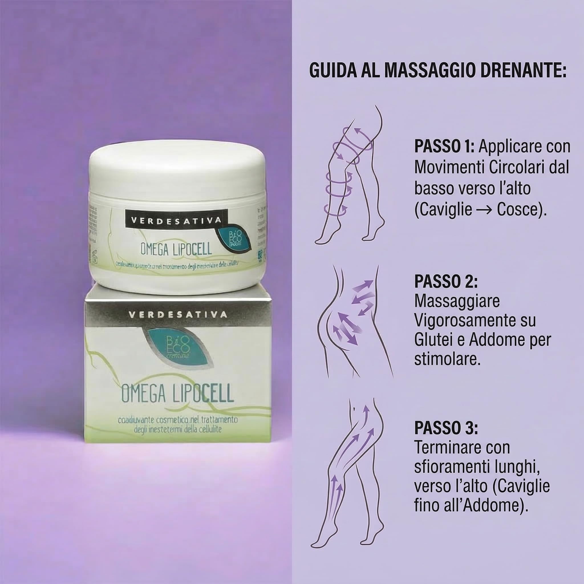 Crema Cellulite Forte Bio e Vegan 500ml – Trattamento Drenante e Snellente Gambe e Glutei con Caffeina e Peperoncino – Verdesativa Omega Lipocell, Rassodante e Tonificante Naturale Made in Italy