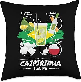 Cocktail Spirits Alcohol Cachaça Clothing Recipe I Brasilien Caipirinha Cocktail Limetten Throw Pillow, 18x18, Multicolor