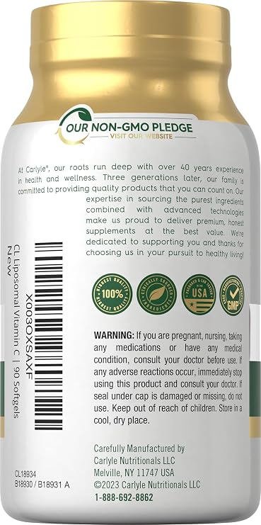 Carlyle Liposomal Vitamin C | 2200mg | 90 Softgel Capsules