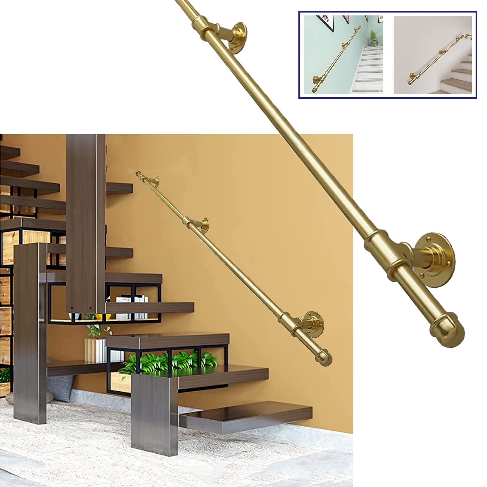 HLTYGWX Garde-Corps Industriel en Fer forgé, 6 Pieds, pour intérieur/extérieur, Rampe Murale pour marches, Solution de sécurité élégante