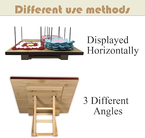 Miniatura 6 de Tabla de bloqueo de ganchillo de bambú de 11.5 pulgadas con 20 marcadores de punto de ganchillo, 5 agujas romas de costura de ojo grande y 20 pines