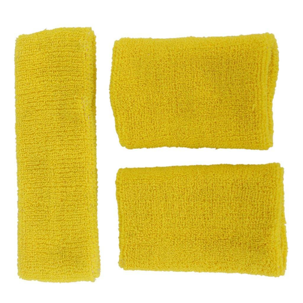 BNF Sweat Headband and Wristbands Set - Yellow | Soft and Comfortable | Sweat Absorbing Sport Headband | Elastic Fitness Headwear for Men Women | Workout and Running-image-32