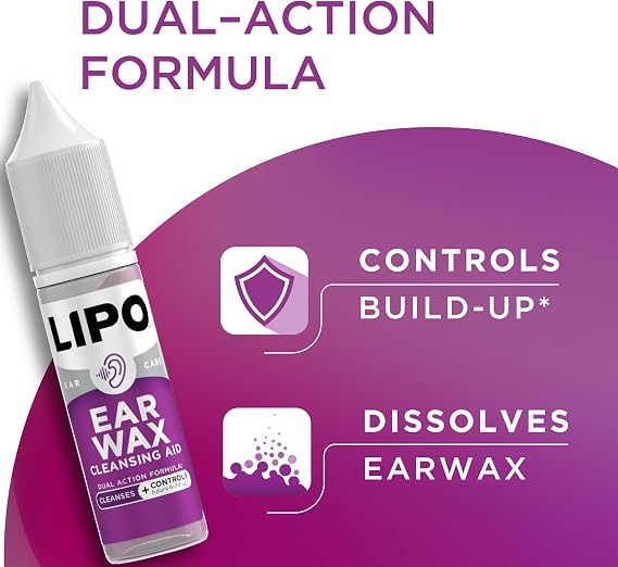 LIPO Earwax Removal Drops, Ear Cleaning for Wax & Clogged Ears, 0.5 fl oz | Peroxide-Free, Gentle, Hygiene Support, Build-Up & Daily Use