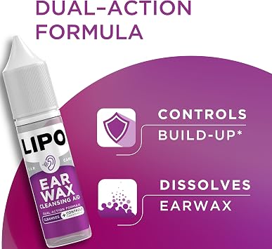 LIPO Earwax Removal Drops, Ear Cleaning for Wax & Clogged Ears, 0.5 fl oz | Peroxide-Free, Gentle, Hygiene Support, Build-Up & Daily Use