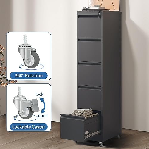 Vista 12 de Archivador móvil de 2 cajones, archivador de metal debajo del escritorio con cerradura y ruedas, archivador rodante para oficina en casa para Negro