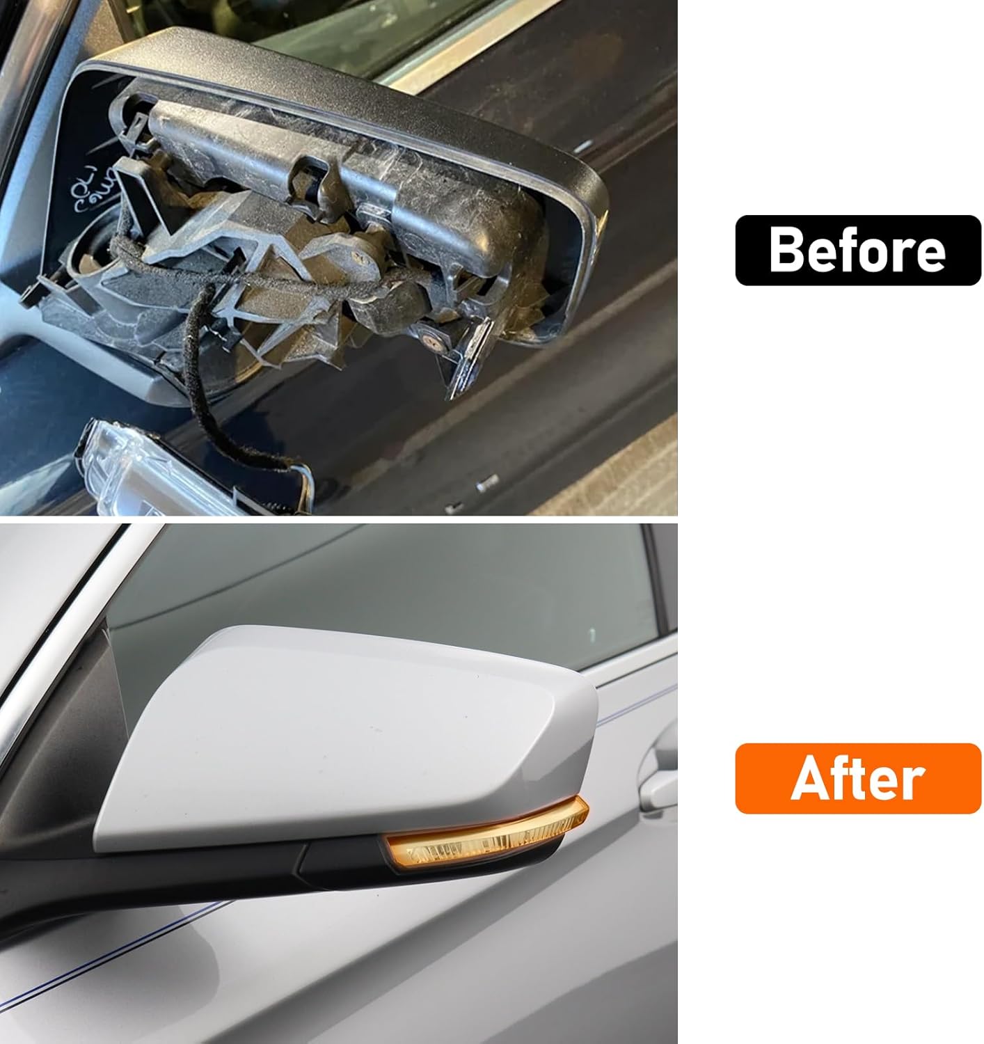 Compatible with Chevy Impala Mirror Cover 2014 2015 2016 2017 2018 2019 2020, Driver Side Mirror Caps Replacement, Clip-on Replace for 22997385 White Wing Mirrors Cover - Left