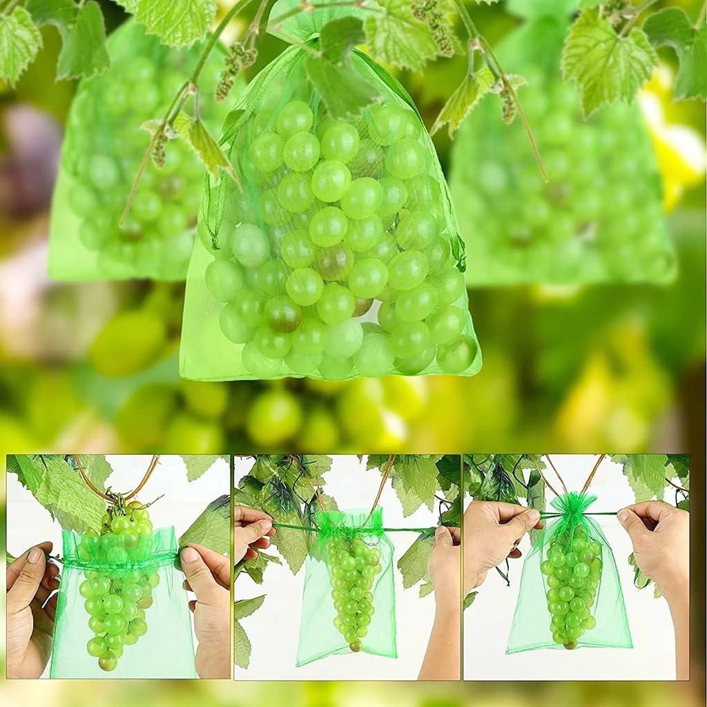 Siatkowe woreczki na owoce, Fruit ion Mesh Bags For Garden Multiple Sizes Pack Of 20/50/100 Pcs(15x20cm (50Pcs))