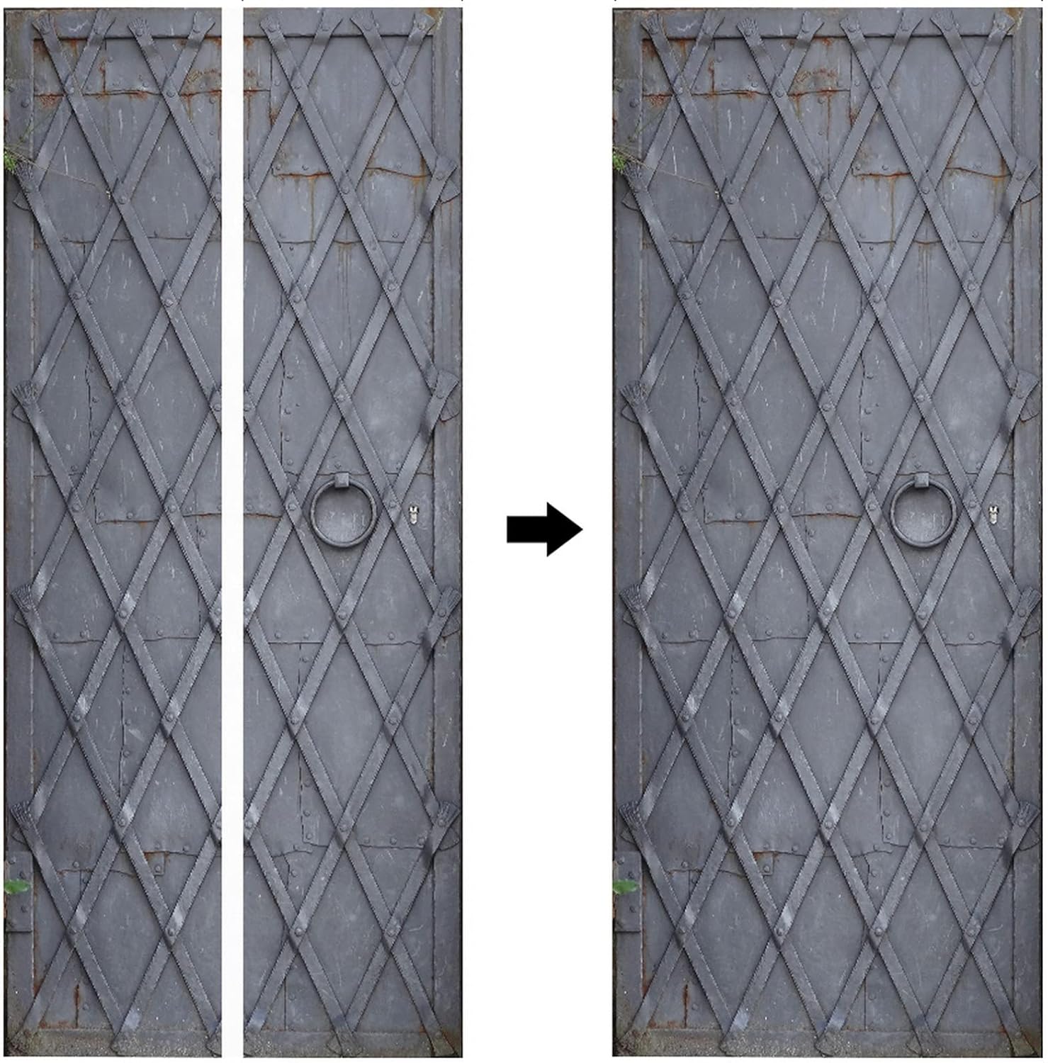 A.Monamour 3D Door Stickers for Interior Doors Iron Metal Door Texture Background Vinyl Waterproof Self Adhesive Door Mural Decals for Bedroom Office Bathroom 90 x 200 cm