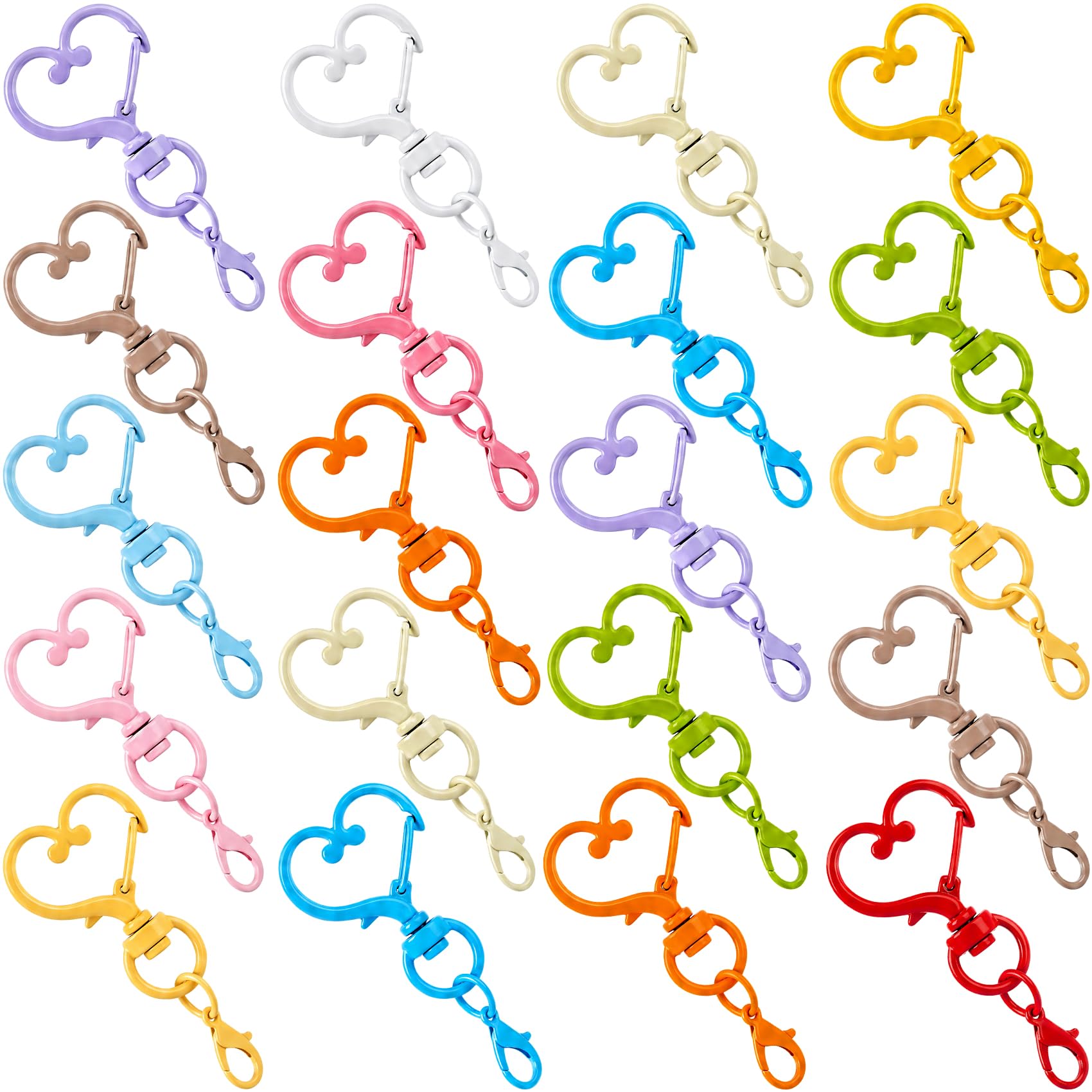 OIIKI 20PCS Heart Shape Keychain Clip, Colorful Cute Lobster Clasp, Style2